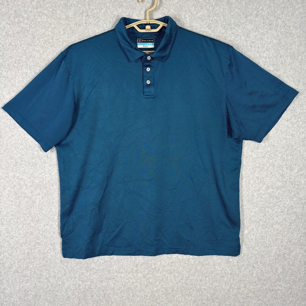 PGA Tour Aiflux Polo Shirt Mens‎ XL Blue Golf Knit UPF Activewear Performance